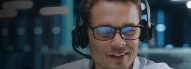 Man with customer service headset - SOLIDWORKS