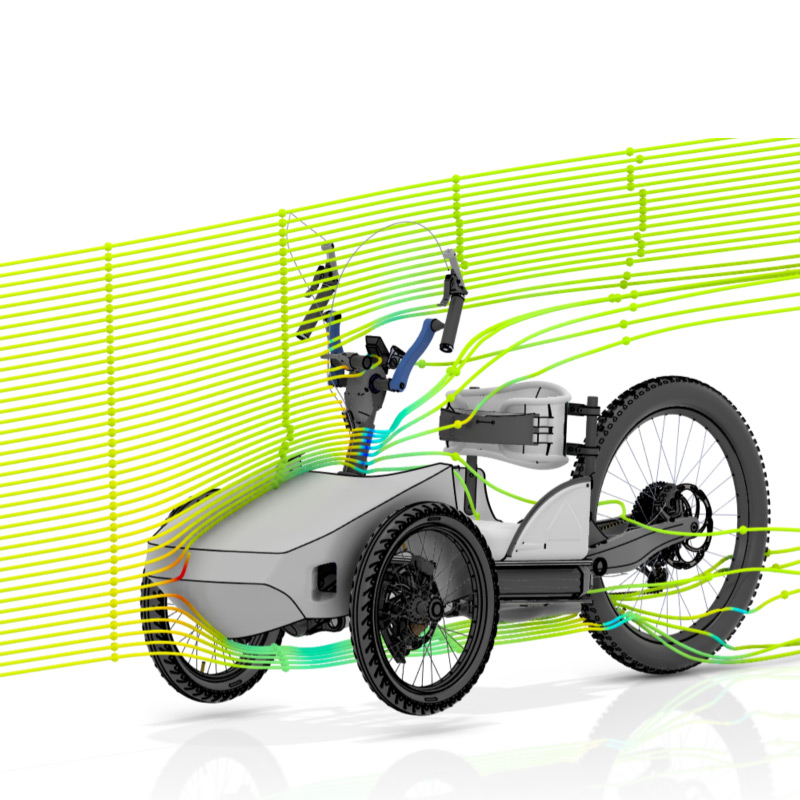 3D model of adaptive ebike with computational fluid dynamics data - SOLIDWORKS