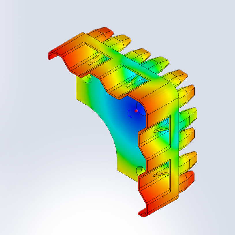 Simulation model of corner fill results - SOLIDWORKS