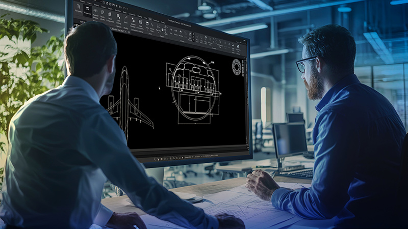 Two Designers using DraftSight to collaborate on a 2D design