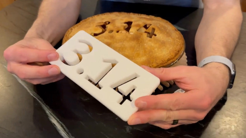 3D printed stencil for Pi Day created with SOLIDWORKS for Makers