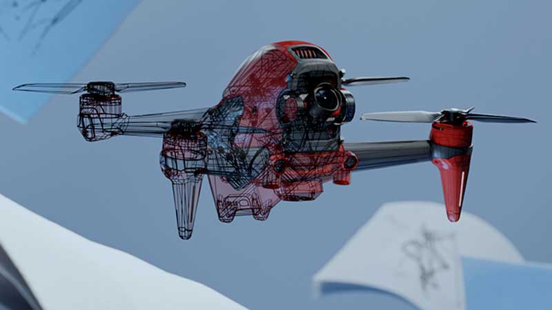 SOLIDWORKS 3D rendering of a drone