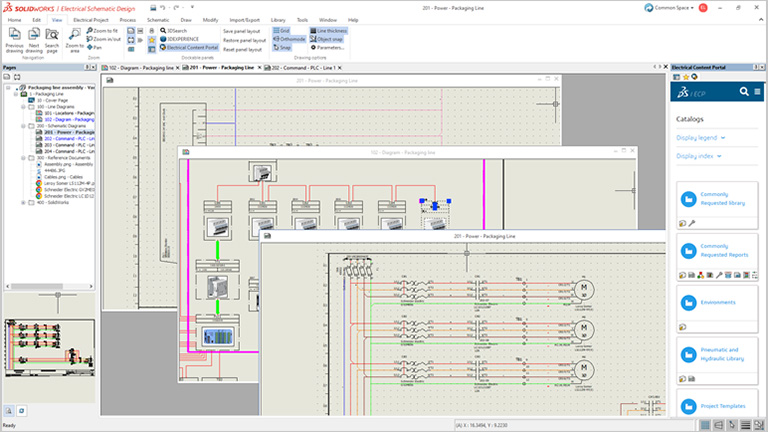 Electrical Schematic Designer user interface showing integration