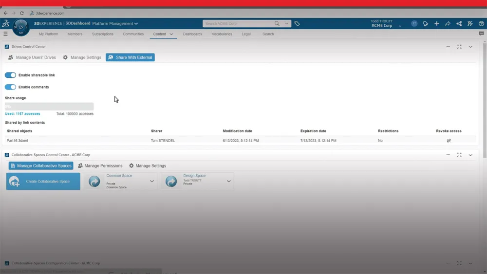 User interface showing setup step for Share and Markup - SOLIDWORKS Cloud Services