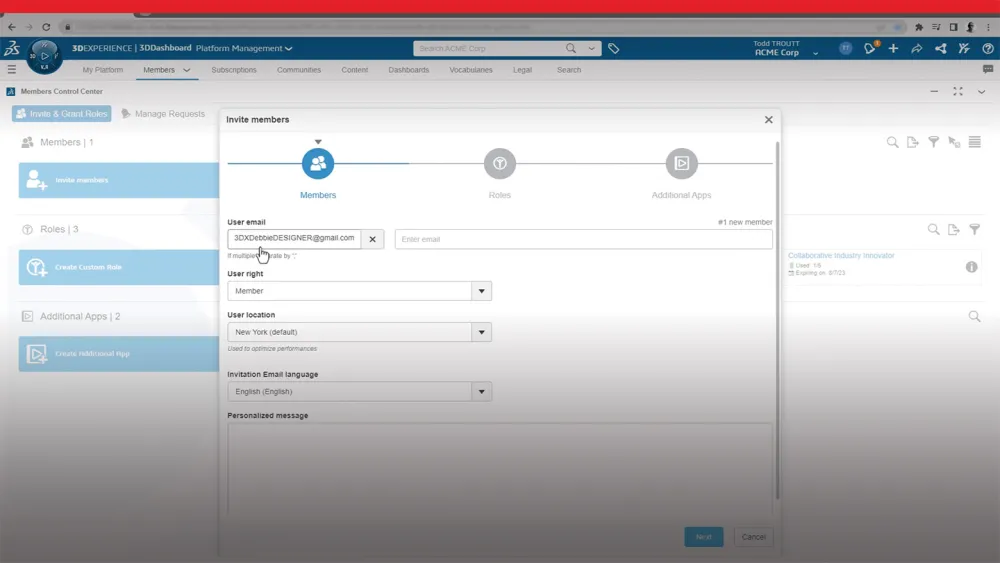 User interface showing setup step for SOLIDWORKS Cloud Services