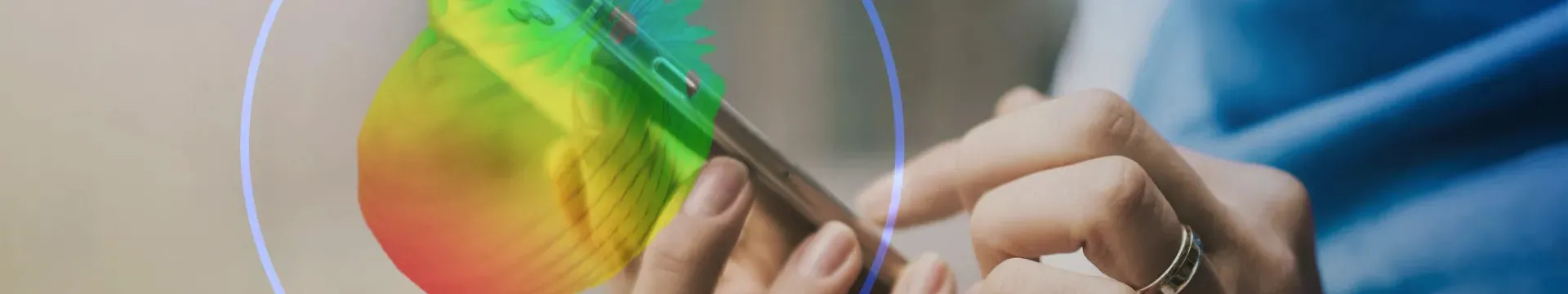 Person holding smart phone with simulation of electromagnetic radiation field