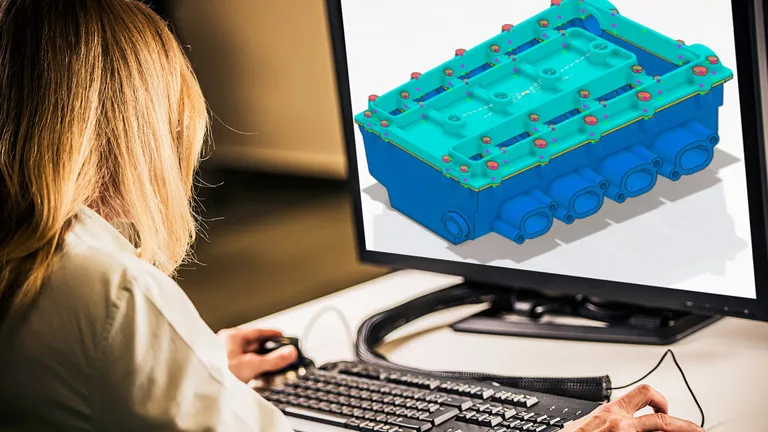 Researcher working on 3D model on screen - SOLIDWORKS