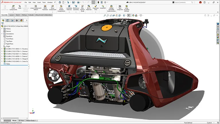 View of Nimo submersible showing engine - SOLIDWORKS
