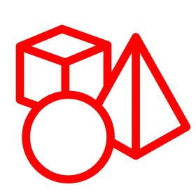 Parametric modeling icon with 3D geometric shapes